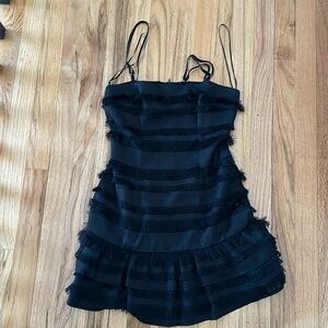 Princess Polly mini dress with fringe size 2 black